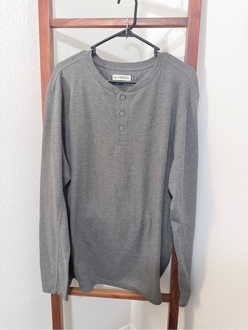 Magellan Outdoors Men's Long-Sleeve Henley Shirt - Charcoal Gray